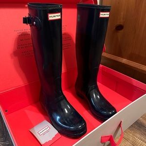 Hunter Tall Navy Original Glass waterproof rain boots size US W 8, light wear